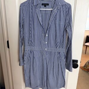 Banana Republic Navy and White Striped Shirt Dress